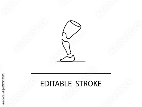 Modern line art illustration of a prosthetic leg, promoting inclusivity and accessibility in design projects and campaigns that champion diversity.