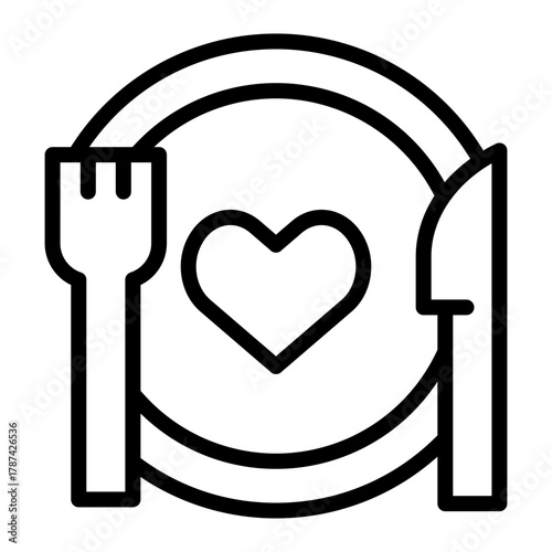 Romantic Dinner Vector Line Icon Design