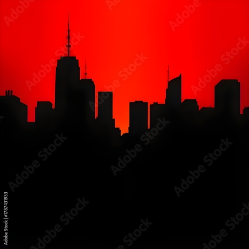 배경 위 도시 모양의 고층건물 실루엣silhouette of a high-rise building in the shape of a city in the background