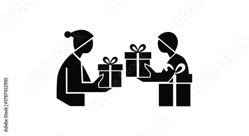 Generous person sharing holiday gifts with another, spreading festive cheer.