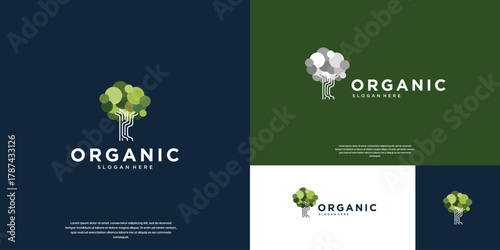 Unique and creative ecological logo, nature symbol, tree trunk, design illustration template.