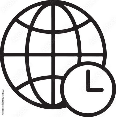 Global time zone clock icon representing international business and travel