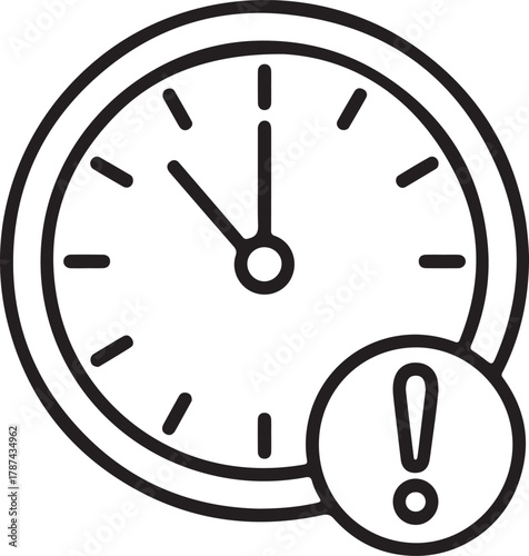 Clock with exclamation mark symbolizing urgent time or deadline