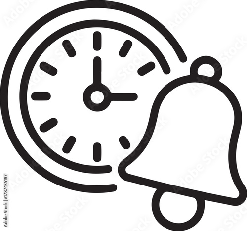 Clock and bell icon representing time and notification alert