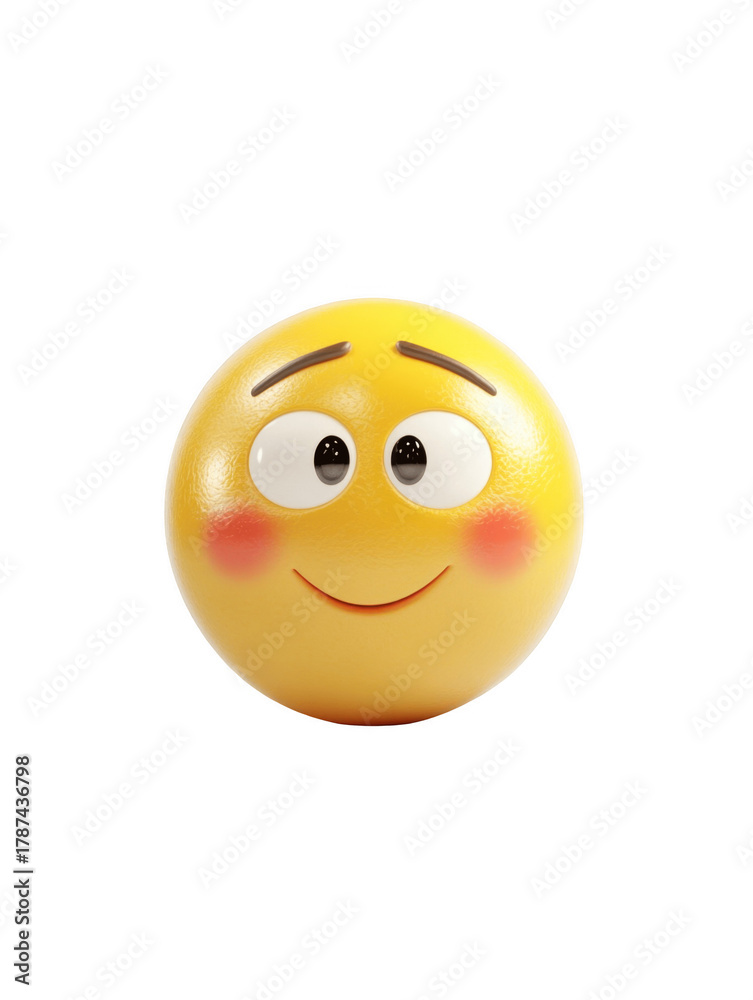 Fototapeta premium Smiling emoji with blush and expressive eyes