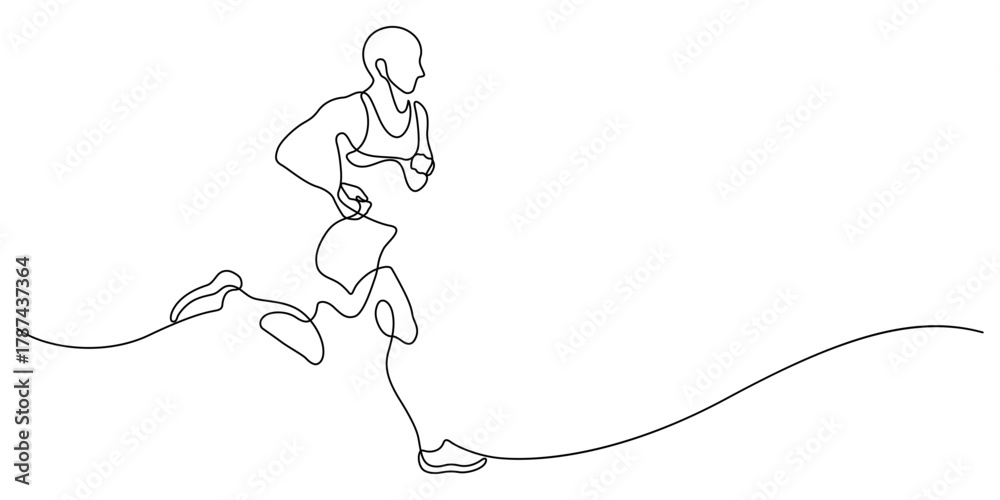 Naklejka premium human running active one line drawing graphic