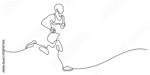 human running active one line drawing graphic