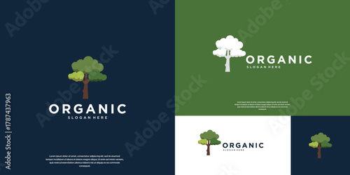 natural care logo, with a green tree symbol, conservation, environmental education, vector graphic illustration.