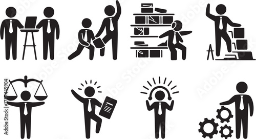 Teamwork and success icons set. Collaboration, achievement, partnership, leadership, company, corporate, motivation, goal, professional, meeting, business, performance, idea, success, management, team