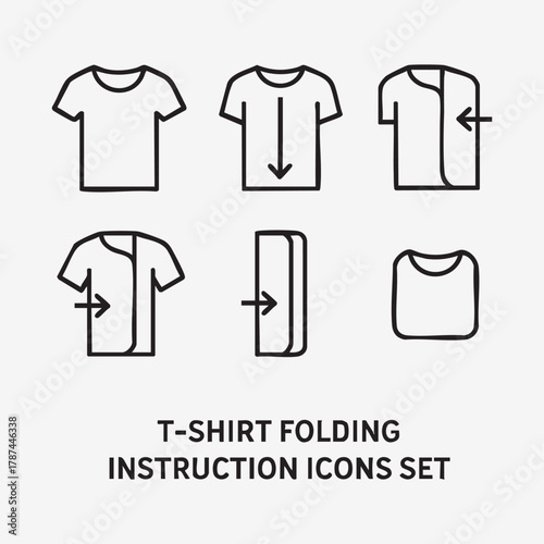 Minimal T-Shirt Folding Instruction Icons Set