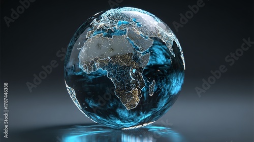 Stunning digital globe showcasing Africa and the Middle East highlighting global connectivity and modern technology advancements beautifully