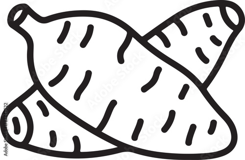 Simple line drawing of two sweet potatoes crossed together