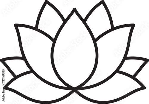 Simple outline drawing of a blooming lotus flower