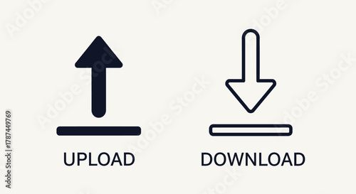 Upload and download icons, arrow upload and download symbols