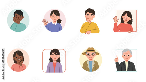 Diverse Avatar Set of Happy Smiling People Portraits Vector Illustration Collection