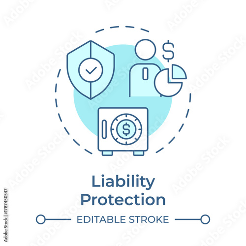 Liability protection soft blue concept icon. Legal security. Benefit of LLC. Business development. Round shape line illustration. Abstract idea. Graphic design. Easy to use in infographic
