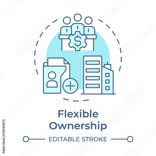 Flexible ownership soft blue concept icon. No members limits. Benefit of LLC. Business development. Round shape line illustration. Abstract idea. Graphic design. Easy to use in infographic