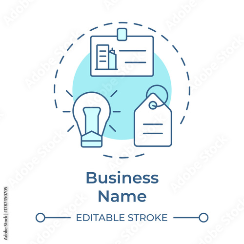 Business name soft blue concept icon. Reflect your brand identity. Create LLC. Limited liability company. Round shape line illustration. Abstract idea. Graphic design. Easy to use in infographic