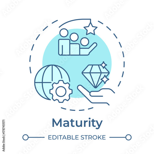 Maturity soft blue concept icon. Stable profitable company. Startup growth stage. Business development. Round shape line illustration. Abstract idea. Graphic design. Easy to use in infographic