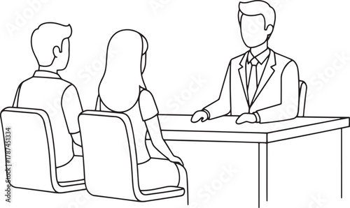 Business Consultation Meeting Line Art Vector Illustration