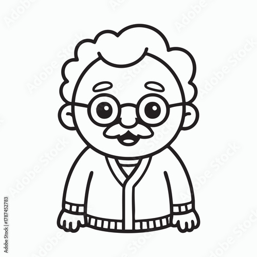 Cartoon illustration of a cute grandfather