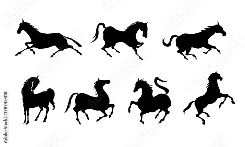 年賀 干支　午年 馬のシルエット　ベクター イラスト