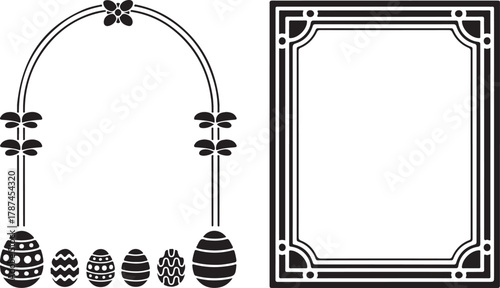 Sophisticated Decorative Border Collection: Floral Gateway with Decorated Icon Elements Set