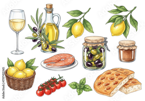 Culinary Food Ingredients on Transparent Backdrop