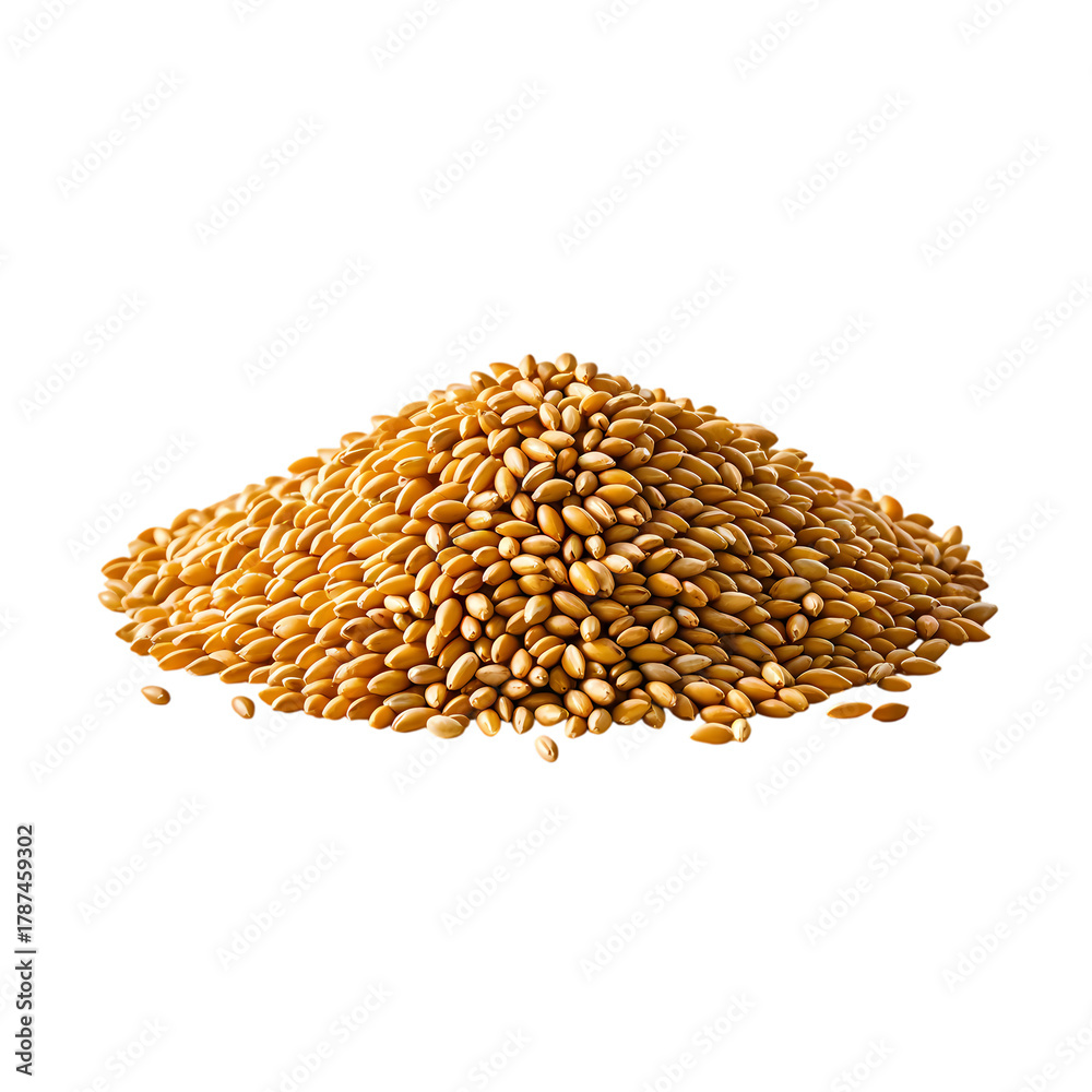 Obraz premium Golden wheat grain and stalk pile for natural, isolated on transparent background