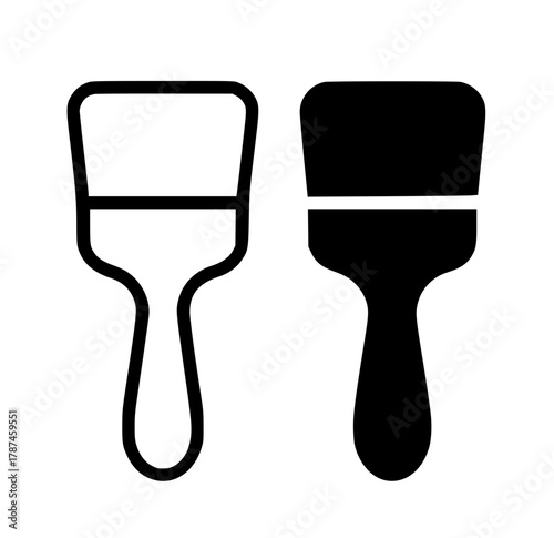 Minimalist icon, brush vector, black and white, outline and silhouette
