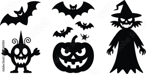 set of halloween silhouettes 