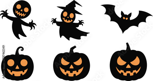 set of halloween silhouettes 