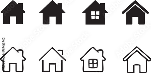 House icon set symbol home vector sign residence