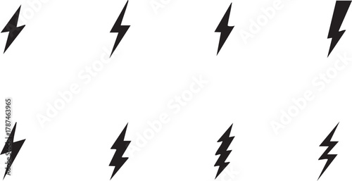 Set of vector lightning bolt isolated on white