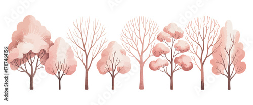Wetland Forest CAD Drawings. Minimal Line Art Trees and Foliage for Architecture and Site Plans