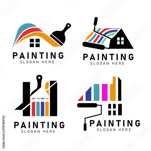 Set House painting logo design vector template
