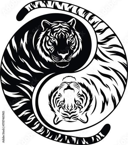 yin yang tiger vector 
