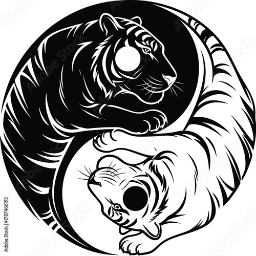 yin yang tiger vector 