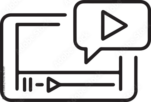 Digital video player icon with play button and speech bubble