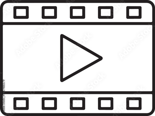 Play button icon on a film strip representing video and movie playback