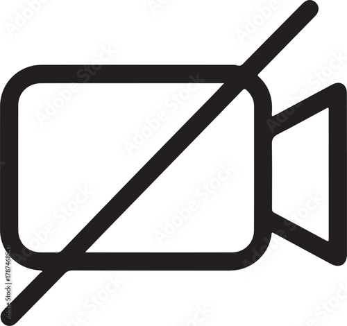 Video camera icon with a diagonal line indicating off or disabled