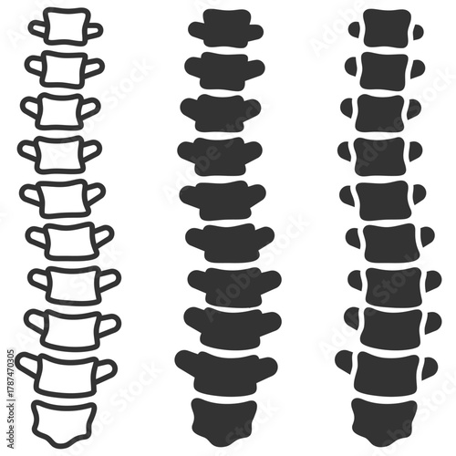 Vector icon of human spine and vertebrae in black style