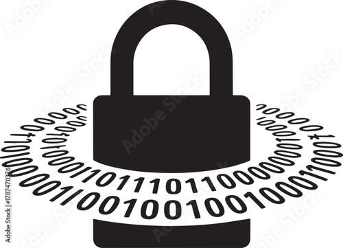 Cyber security binary code and padlock technology digital data concept protection