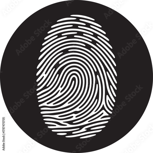 Fingerprint in Circle Design Represents Security and Identification System Concept