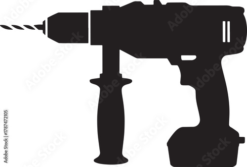 Power drill tool equipment for construction and repair work vector illustration