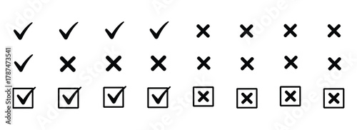 Black Check Marks and Crosses in Boxes tick