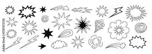 Collection of Comic Book Style Explosion and Starburst Shapes