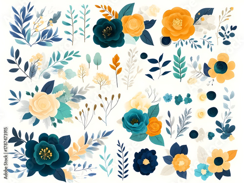 Dried field and meadow and garden flowers and plants bunches in vertical arrangement, showcasing rustic botanical palette with textural variety, natural beauty and texture for artistic compositions