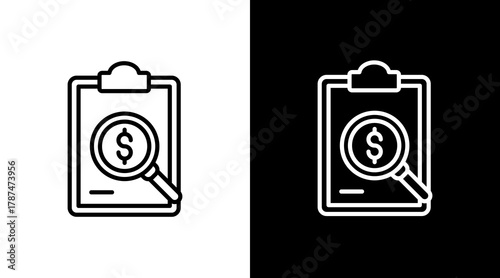 Cost Analysis White Icon Set Design