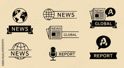 Collection of News, Media, and Broadcasting Vector Logo Icons Set